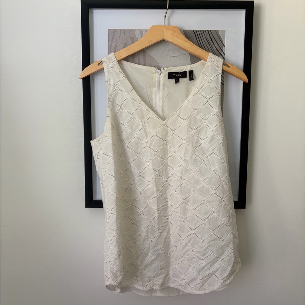Theory Women's Ivory Textured Sleeveless Blouse